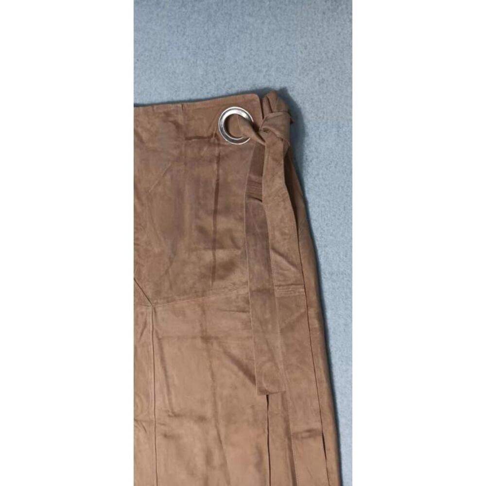 29 Porter Rd Goat Leather Midi Skirt Wrap Womens Size Medium Brown Tie... - Picture 4 of 13